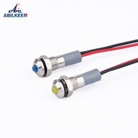 3V 5V 12V 24V 36V 110V 220V Tête bombée Étanche IP65 IK08 Voyant lumineux Métal 6mm Lampe LED pilote avec fil de 150mm