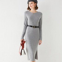 Robes en tricot de laine pour femmes, vêtements élégants pour femmes, robe longue décontractée à manches longues, robe vintage pour femmes, pull en tricot de laine