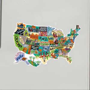 Autocollants en papier de haute qualité pour <span class=keywords><strong>camping</strong></span>-<span class=keywords><strong>car</strong></span>, carte des États-Unis, souvenirs de voyage, suivez vos déplacements, impression UV, imperméable, écologique - Product Image 1