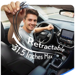 Cargador de Coche LISEN Mejorado de 84W, <span class=keywords><strong>4</strong></span> en 1, Cable USB Retráctil con Doble Tipo C, Cable de Carga Rápida para Encendedor de Cigarrillos, para iPhone/Samsung - Product Image 2