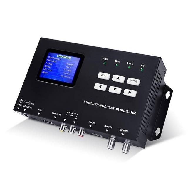 SKD203X Digital Encoder Modulator H.264 FHD Video Encoding RF Loop-through DVB-T/ISDB-T TV Modulation Encoder Modulator