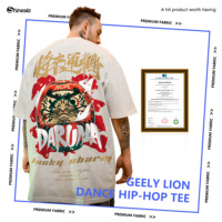 Chemise à manches courtes respirante et écologique personnalisée pour homme Shinesia, style Geely Lion Dance Hip Hop, coupe classique, 100% coton, vierge