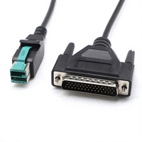 Kabel USB ke HDB44 Male 12V, PVC, Tembaga Berlapis Timah, Dilindungi Jalinan Kawat, untuk Koneksi Terminal POS