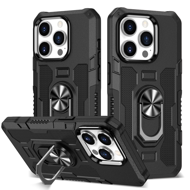 Mobile Accessories Magnetic Suction Ring Armor Design PC Material Shockproof Phone Case for 14 Pro