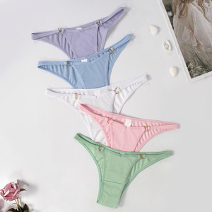 กางเกงในผู้หญิงแบบขายส่ง ทรงจีสตริง ขอบยางยืด ติดหัวเข็มขัด ดีไซน์เซ็กซี่ ระบายอากาศได้ดี ไซส์ใหญ่พิเศษ รับผลิตแบบ OED ODM - Product Image 1