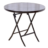 Petite table de salle à manger pliante en verre trempé pour l'extérieur Petite table ronde pour balcon Table de magasin de thé au lait