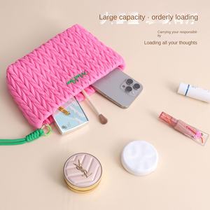 Trousse <span class=keywords><strong>de</strong></span> Maquillage <span class=keywords><strong>Femme</strong></span> Grande Capacité Colorée, Portable, en PU Imperméable, avec Design Plissé, Étui Cosmétique Léger et Tendance - Product Image 4