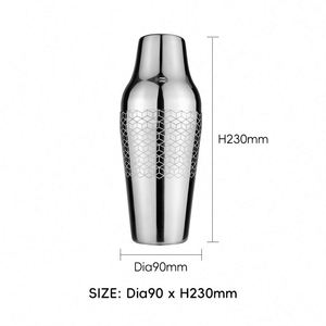 Custom Engraved Pattern 600ml Oversize <b>Top</b> 2-Piece French Shaker Stainless Steel Martini Drinks Mixer Parisian Cocktail Shaker - Product Image 2