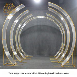 Altın Metal kemer zemin seti açık çim T sahne düğün arka plan dekorasyon yol kılavuzu Sunshine kurulu demir düğün kemer - Product Image 5