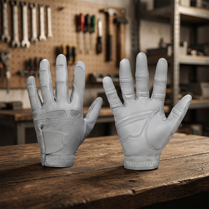 Men Sheepskin <b>Fingerless</b> Golf <b>Glove</b> UV Protective Breathable Outdoor Sports Fishing <b>Gloves</b> Lightweight Performance Training Wear - Product Image 2