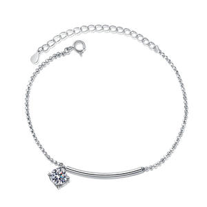 S925 Bracelet <span class=keywords><strong>en</strong></span> <span class=keywords><strong>argent</strong></span> Sterling pieds <span class=keywords><strong>chaîne</strong></span> Mosang diamant édition coréenne lumière luxe demi-lune Bend Bracelet mariage - Product Image 1