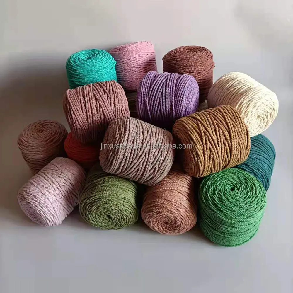 थोक उच्च गुणवत्ता किनारी कपास रस्सी के लिए बेज Crochet रस्सी 4.5MM Crochet यार्न बैग