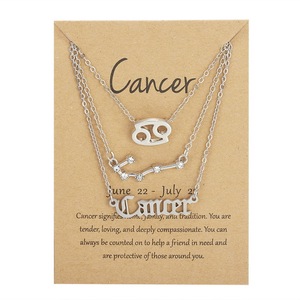 Collier trois pièces serti de diamants avec symboles des douze signes du zodiaque, style rétro - Product Image 4