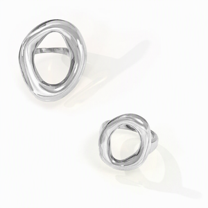Bague géométrique creuse en acier inoxydable plaqué or, bague unisexe irrégulière et épaisse, bijoux minimalistes tendance pour le quotidien, cadeau - Product Image 6