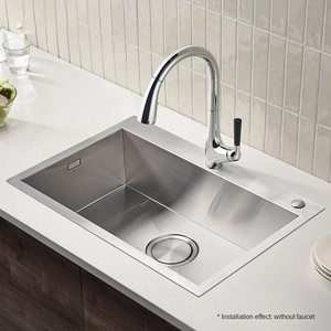 Évier de cuisine en acier inoxydable K-25616T/25617T à cuve unique avec deux trous pour robinetterie et emplacement pour table - Product Image 5