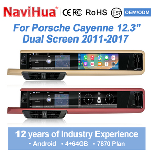 Radio Multimedia para Auto NaviHua con Pantalla Dual de 12.3 Pulgadas, Reproductor Android, GPS, DSP, CarPlay para Porsche Cayenne 2011-2017 - Product Image 1