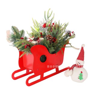 Christmas Wooden Sleigh Storage <b>Box</b> <b>Red</b> Decorative Container For Holiday Display - Product Image 5