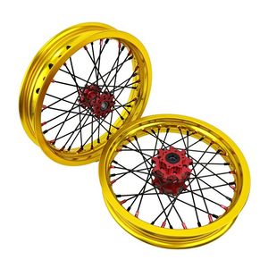 Juego de llantas para <span class=keywords><strong>bicicleta</strong></span> eléctrica de <span class=keywords><strong>14</strong></span> pulgadas aptas para Sur Ron Light Bee X 2019-2022 Red Hub Gold Rim - Product Image 2