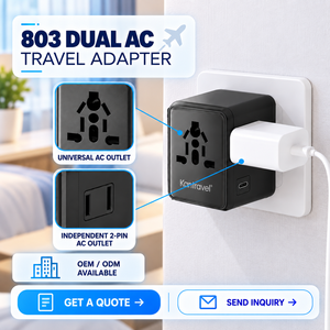 Adaptateur de <span class=keywords><strong>voyage</strong></span> international avec prise universelle AC, prise latérale à 2 broches et charge rapide 20W, fabricant OEM ODM - Product Image 4