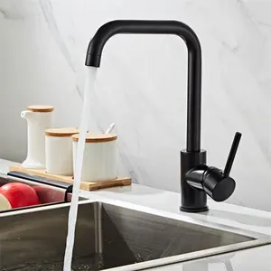 ROVATE fırçalanmış nikel 7 şekil mutfak lavabo musluğu tek kolu pirinç gövde mutfak sıcak ve soğuk dokunun 360 rotasyon mutfak musluk