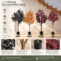 Pohon Eucalyptus Plastik Buatan Warna-Warni Realistis, Pohon Pot Silver Dollar Palsu, Tahan UV, Ramah Lingkungan, untuk Rumah, Hotel, Dalam Ruangan