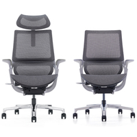 Chaise de bureau ergonomique moderne et confortable pivotante en maille et cuir PU/véritable avec appui-tête et repose-pieds réglables et fonction rafraîchissante