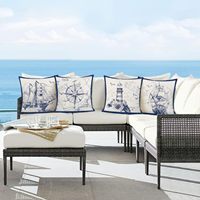 Housse de coussin pour bateau à voile, coussin décoratif avec boussole à voile et phare, housse de coussin en lin, canapé-lit, décoration de la maison