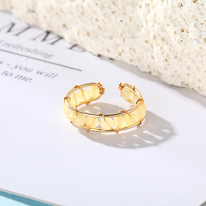 Anillos de Cristal Natural Triturado Hechos a Mano con Engaste de Canal, Joyería Tejida Unisex para Uso Diario - Product Image 4