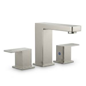 Grifo mezclador contemporáneo negro mate de acero inoxidable SUS304 de 3 orificios con doble manija para lavabo, montaje en cubierta, con válvula de cerámica. - Product Image 1