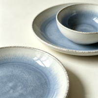 Vaisselle en céramique EKA peinte à la main, dégradé bleu de luxe, assiettes et bols en poterie à glaçure réactive pour la décoration haut de gamme de la maison et des mariages
