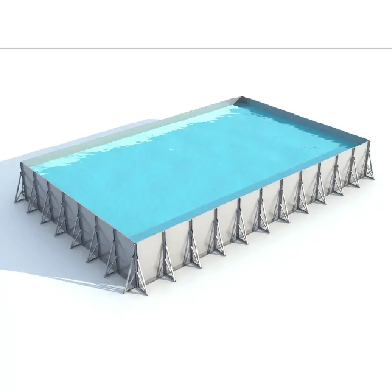 Özelleştirilebilir çelik çerçeveli dikdörtgen üstü zemin yüzme havuzu aile dış mekan kullanımı için uygun