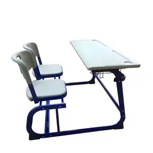 Yüksek okul mobilyaları çift yapışık sandalye plastik masa kolej mobilya masası ve sandalye seti