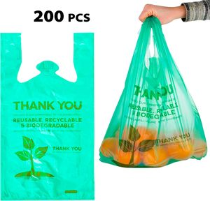 Sac en plastique recyclable à soufflets latéraux, écologique, compostable, imprimé en héliogravure, blanc, pour supermarché, courses, sac poubelle de remerciement - Product Image 3