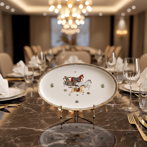 จานกระเบื้องโบนไชน่าสำหรับร้านอาหาร ขายส่งจากโรงงานโดยตรง เหมาะสำหรับเสิร์ฟปลา บาร์บีคิว กุ้งมังกร  รับสั่งทำสีตามต้องการ ใช้กับเครื่องล้างจานได้ - Product Image 4