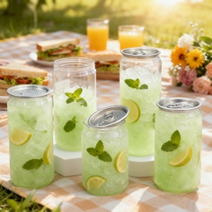 Mini Latas de Soda de Grado Alimenticio de 200 ml, Frascos de Plástico PET Transparentes con Tapas para Dulces, Jugos y Bebidas - Product Image 2