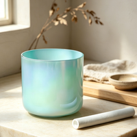 Bol chantant en cristal cosmique vert menthe Alchemy pour la guérison des chakras, la méditation et la thérapie sonore, cristal pur à 99,99 %, 440 Hz/432 Hz, avec mallette