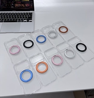 Coque de téléphone transparente en PC avec anneau magnétique et béquille pour iPhone 18/17/16/15/14, avec pare-chocs rigide résistant aux chutes et cadre d'objectif détachable