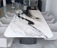 Table à manger de comptoir de cuisine en quartz préfabriquée panda veine de marbre blanc îlots de pierre de quartz artificiel