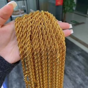 Collier torsadé JXX en laiton plaqué or 24 carats de 2,5 mm à 8 mm pour femme, avec serti griffe tendance, bijoux de mode pour homme, style corde - Product Image 1