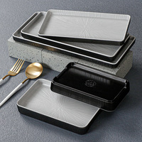 Assiette à viande en plastique gris noir durable et élégante pour marmite barbecue sushi plat en mélamine de qualité alimentaire écologique