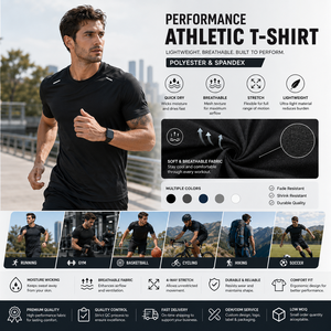 Ropa Deportiva Elástica para Gimnasio, Camiseta Deportiva para Hombre, Ropa de Compresión para Correr, Camiseta de Gimnasio Personalizada, Camiseta Deportiva Ajustada de Poliéster - Product Image 4