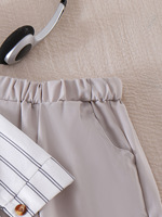 Ensemble 3 pièces pour bébé garçon : chemise, gilet et pantalon rayés – Tenue de printemps formelle pour petit gentleman