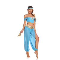 Nouveau Halloween Cosplay Aladdin Lampe Magique Princesse Jasmine Cosplay Costume Costume De Danse Du Ventre
