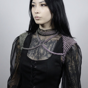 เสื้อเกราะโซ่ชุบเงินพร้อมดีไซน์เกราะสแตนเลสสำหรับชุดแฟชั่นผู้หญิง - Product Image 1