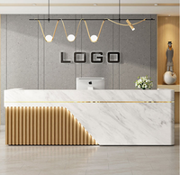 Mobilier moderne pour hôtel, comptoir en bois MFC avec logo personnalisé, réception de bureau blanche, table d'entrée pour salon de beauté, bar