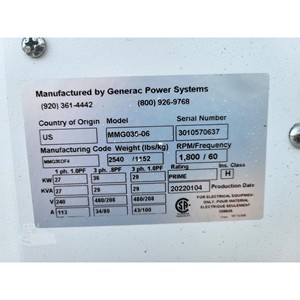 Générateur portable triphasé Generac MMG035-06 33 kW 2022 avec moteur conforme à la norme Tier 4 Final des États-Unis - Product Image 2