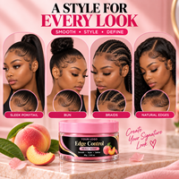 Gel Coiffant Fixation Forte Parfum Pêche pour Cheveux de Bébé, Tresses, Queues de Cheval et Bords Lisses