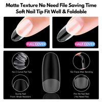 FZN mat PMMA pointe d'ongle couverture complète Gel souple cercueil presse ovale sur faux ongles facile à utiliser maison bricolage 500 pièces approvisionnement en vrac constructeur Uv Gel