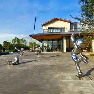 Escultura de jardín al aire libre, escultura deportiva moderna de acero inoxidable para Plaza