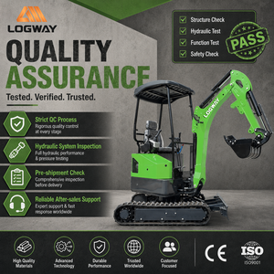 รถขุดขนาดเล็ก LOGWAY 20X ได้รับการรับรองมาตรฐาน EU CE พร้อมหลังคา รางยาง หัวหนีบไฮดรอลิก เหมาะสำหรับงานขุดในสวนผลไม้และสวนทั่วไป - Product Image 3